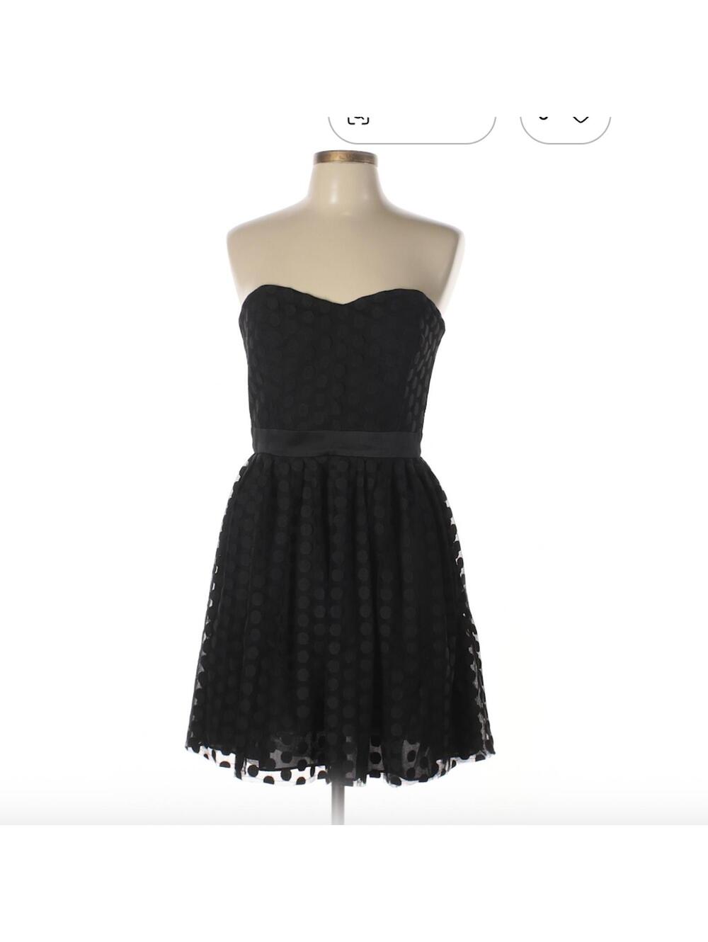 White House Black Market Strapless Black Polka Dot Dress 10